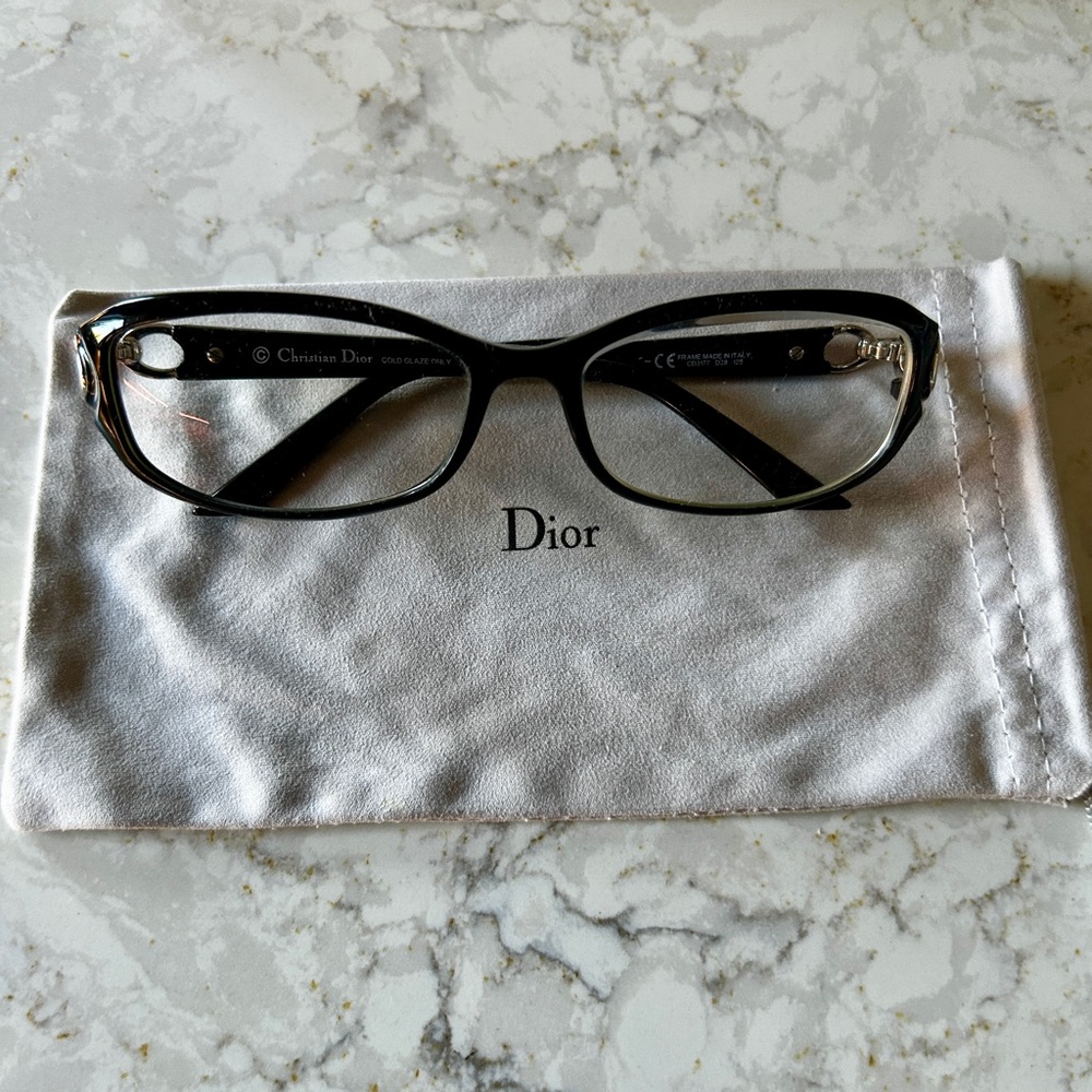 Christian Dior CD 5177 D28 Prescription Black Silver Eyeglasses w/Original Case